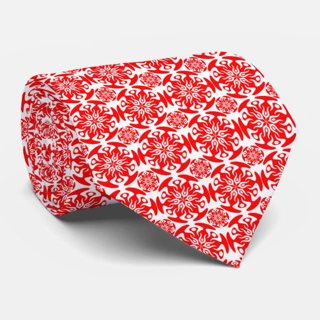 Corbata patrón blanco rojo B 2-22 (Enrollado)