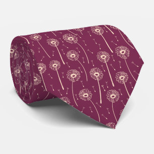 Corbata Patrón bohemio de dientes de león rosa magenta