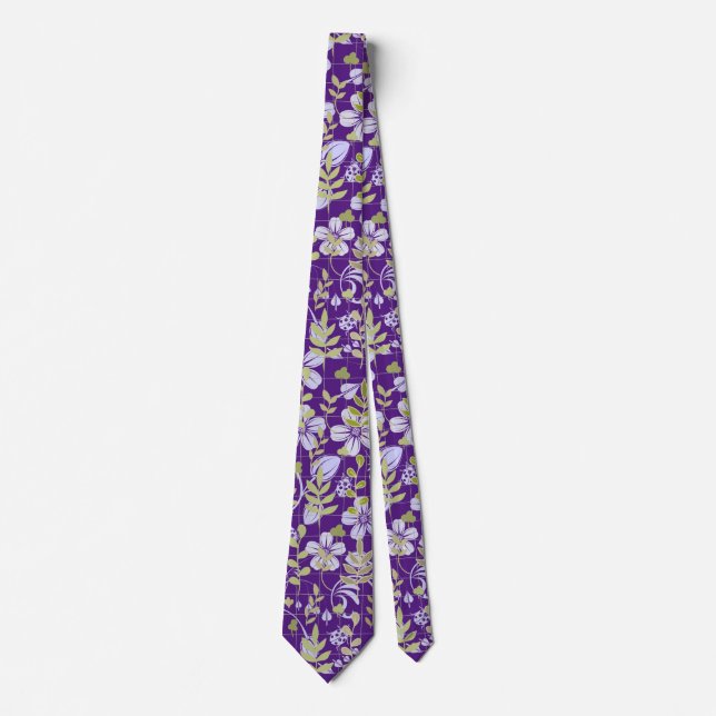 Corbata Patrón Boho 02.w Floral en D Purple BG (Anverso)