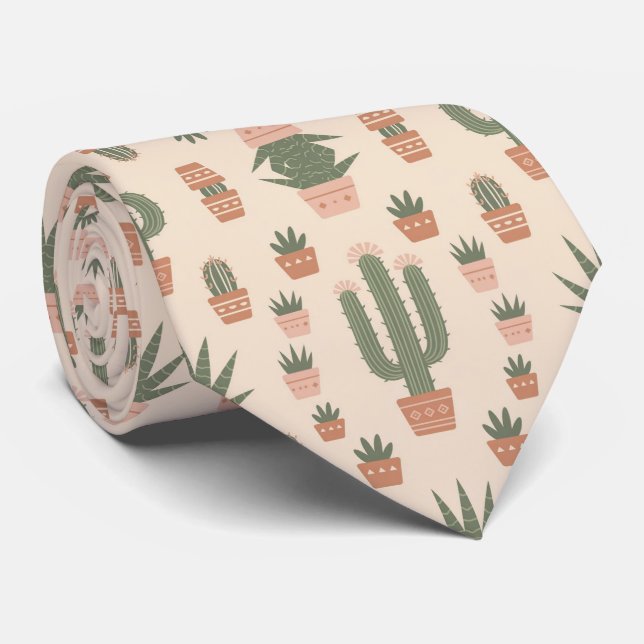 Corbata Patrón Boho Cacti (Enrollado)