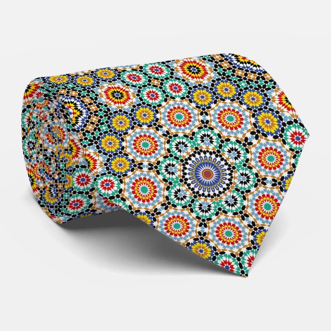 Corbata Patrón boho tradicional mosaico marroquí (Enrollado)