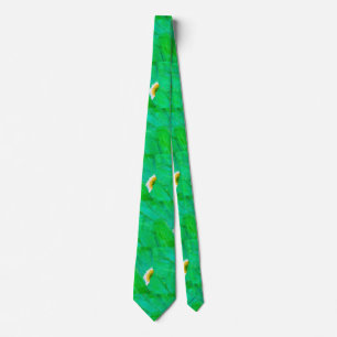 Corbata Patrón Botánico Abstracto Verde Trébol Moderno