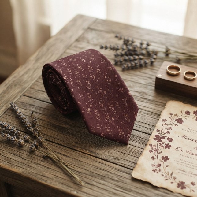 Corbata Patrón Botánico de Flor Silvestre con Toque de Bur (Subido por el creador)