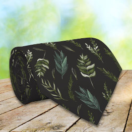 Corbata Patrón botánico de hojas verdes