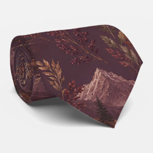 Corbata Patrón Botánico de Montaña Oscura de Otoño
