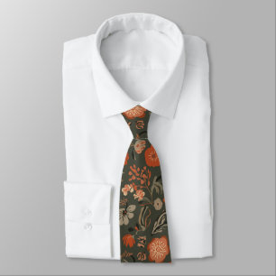 Corbata Patrón Botánico de Terracota Salvia Oscuro Boho