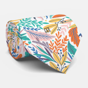 Corbata Patrón Botánico Elegante y Colorido con Monograma