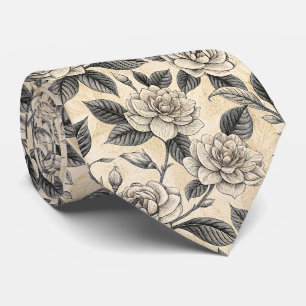 Corbata Patrón Botánico Floral Azul Vintage (9)