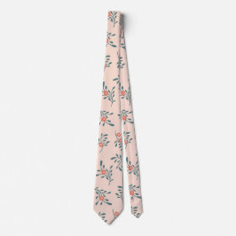 Corbata Patrón Botánico Floral Teñido de Verde Azul