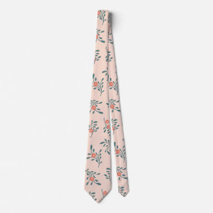 Corbata Patrón Botánico Floral Teñido de Verde Azul