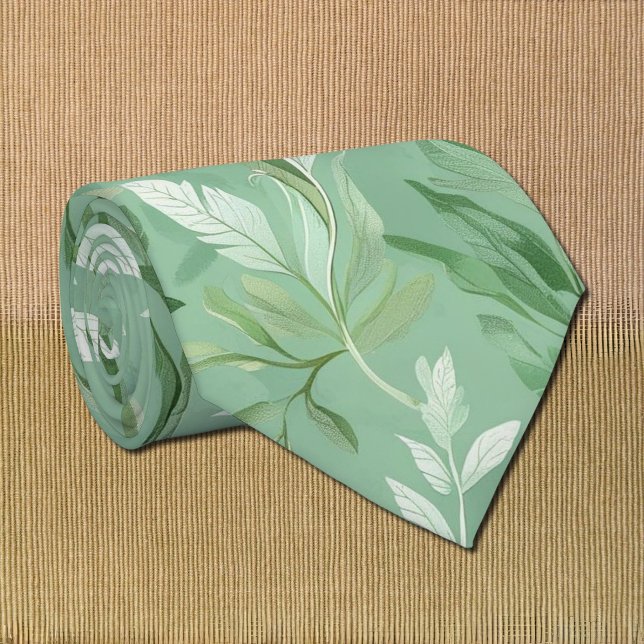 Corbata patrón botánico verde sutil (Subido por el creador)