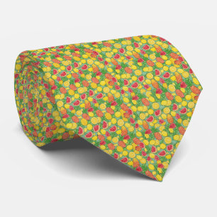 Corbata Patrón Brillante de Frutas Tropicales