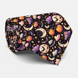 Corbata Patrón caprichoso del cielo nocturno de Halloween