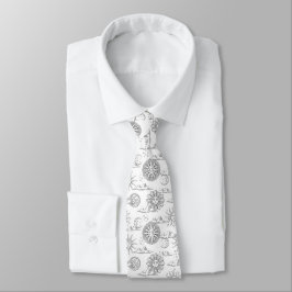 Corbata Patrón celestial de luna de sol de época negro y b