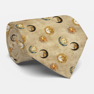 Corbata Patrón Celestial del Sol y la Luna Estrellado de N