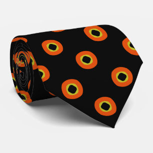 Corbata Patrón circular verde negro naranja