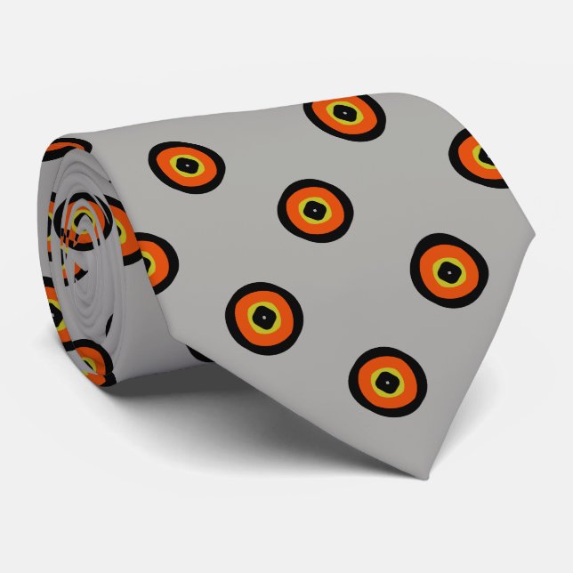 Corbata Patrón circular verde negro naranja (Enrollado)
