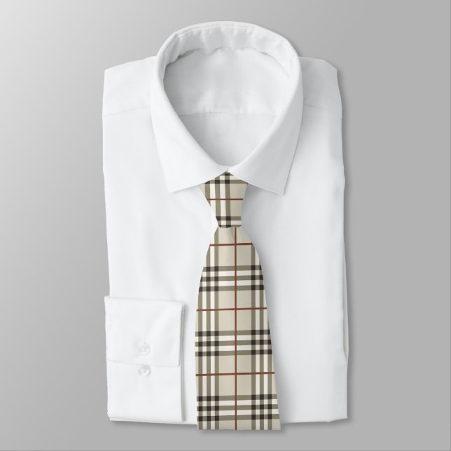Corbata Patrón Clásico Acogedor de Cuadros Neutros (Atado)