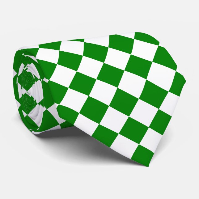 Corbata Patrón Clásico de Chevron Verde y Blanco en Negrit (Enrollado)