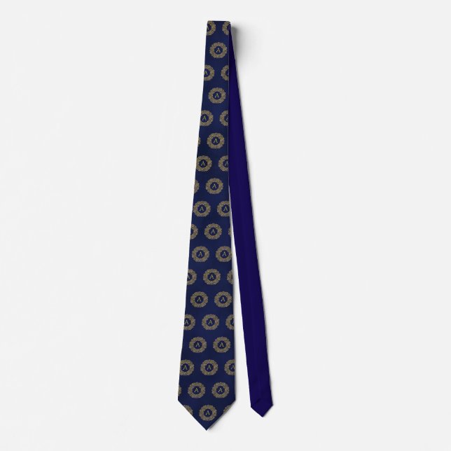 Corbata Patrón clásico de Damask dorado inicial (Anverso)