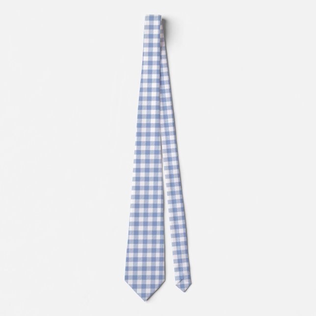 Corbata Patrón clásico de gingham azul claro con estampado (Anverso)