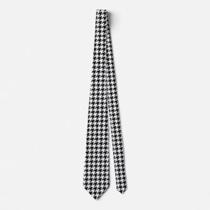 Corbata Patrón Clásico de Pata de Gallo: Negro y Blanco Vi