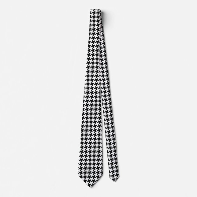 Corbata Patrón Clásico de Pata de Gallo: Negro y Blanco Vi (Anverso)