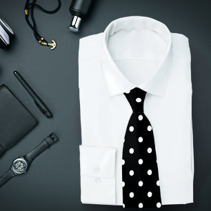 Corbata Patrón clásico de puntos de polka blanca sobre el