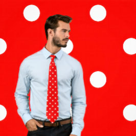 Corbata Patrón clásico de puntos de polka blanca sobre los