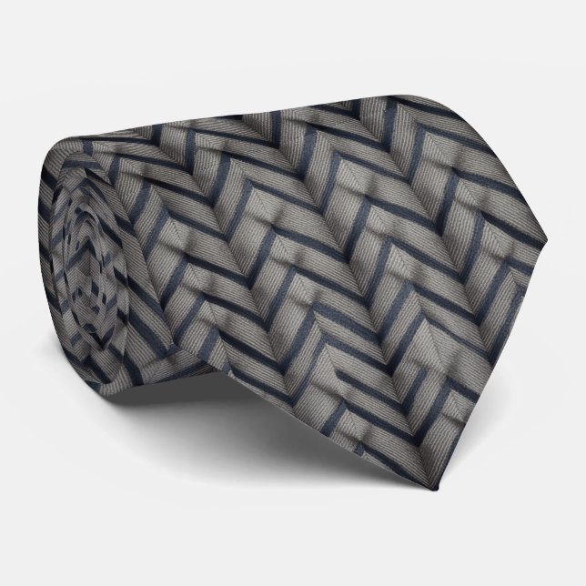 Corbata Patrón Clásico de Tejido de Espina de Pescado (Enrollado)