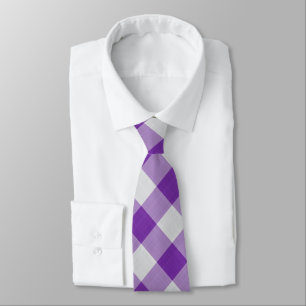 Corbata Patrón clásico Guay de cheques morados y blancos
