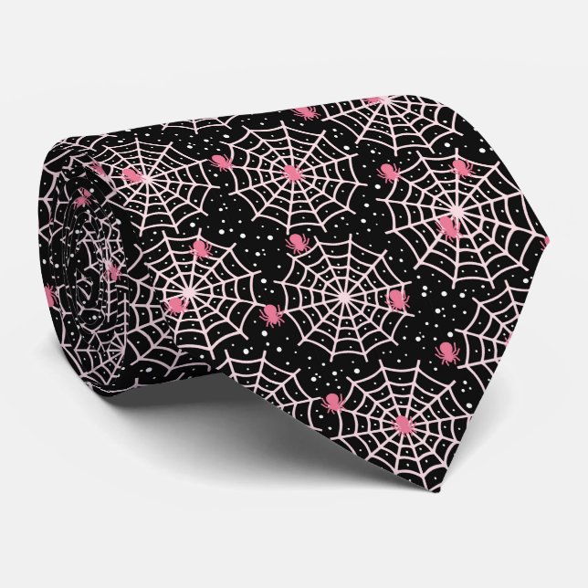 Corbata Patrón Cobwebs y Spiders de Halloween (Enrollado)