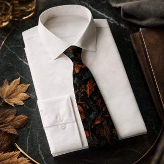 Corbata Patrón Colorido de Hojas de Otoño
