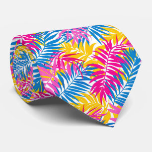 Corbata Patrón colorido de hojas tropicales