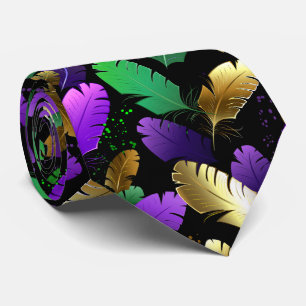 Corbata Patrón continuo con plumas de Mardi Gras