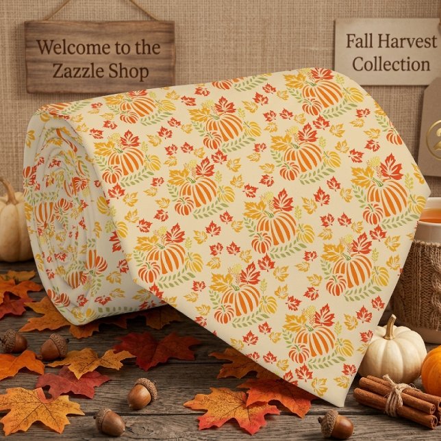 Corbata Patrón continuo de calabaza de otoño y hojas que c (Subido por el creador)