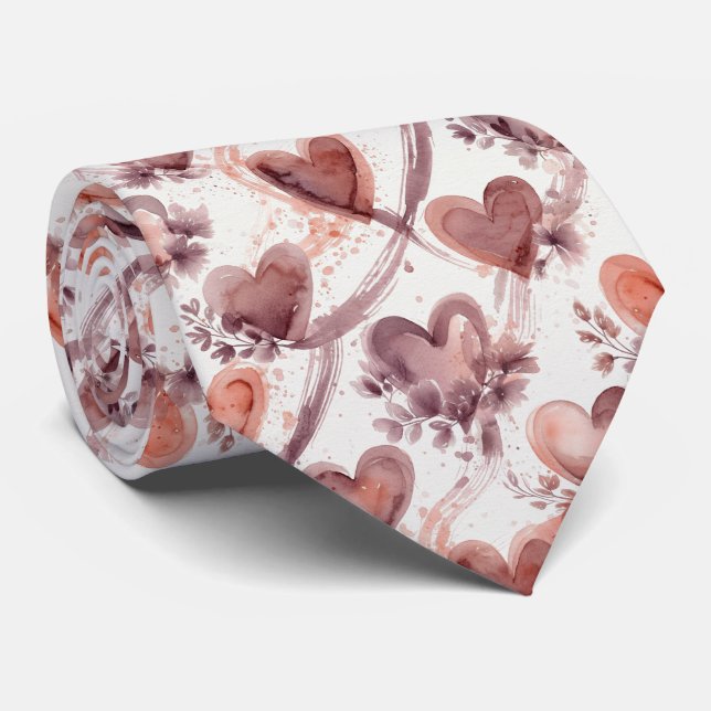 Corbata Patrón continuo de corazones de San Valentín en ac (Enrollado)