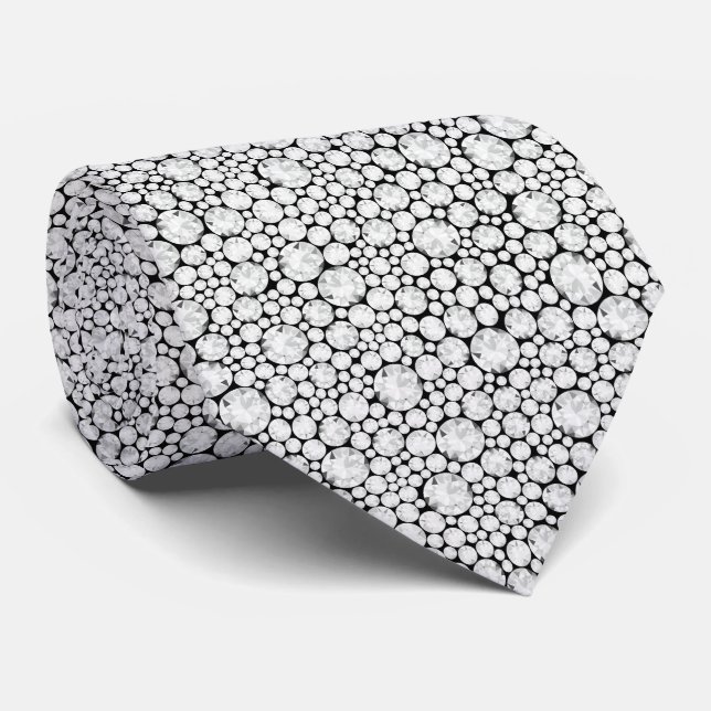 Corbata Patrón continuo de diamantes blancos (Enrollado)