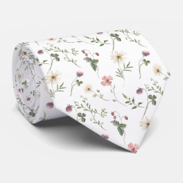 Corbata Patrón continuo de flores silvestres en acuarela