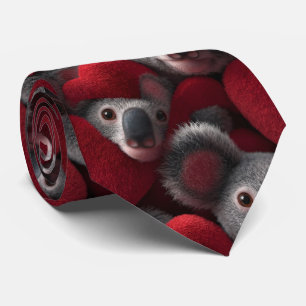 Corbata Patrón continuo de koala lindo y corazón rojo