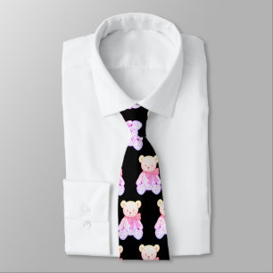 Corbata Patrón continuo de osito de peluche pastel espeluz