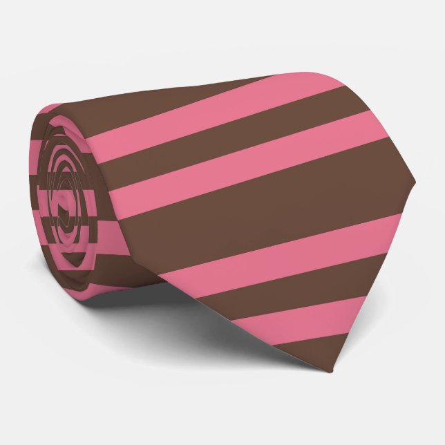 Corbata Patrón continuo de rayas marrones rosadas (Enrollado)