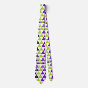 Corbata Patrón continuo de triángulos - verde negro violet