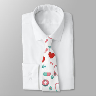 Corbata Patrón continuo de vida de enfermera blanca (1)