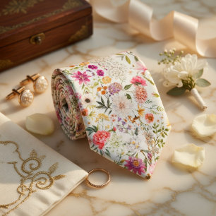 Corbata Patrón continuo floral delicado