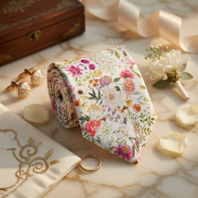 Corbata Patrón continuo floral delicado (Delicate floral seamless pattern neck tie)