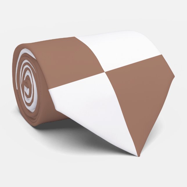 Corbata Patrón controlado en blanco y mousse de mocha (Enrollado)