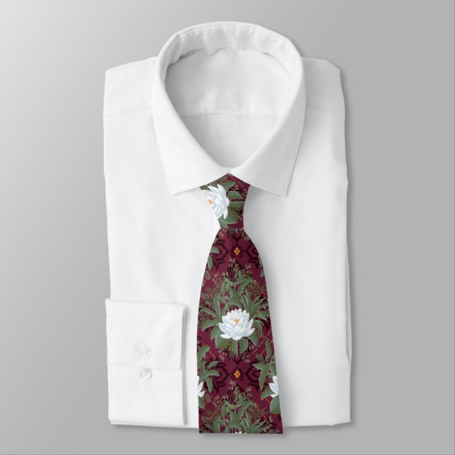 Corbata Patrón Crimson Lotus Elegance - El Lotus Blanco (Atado)