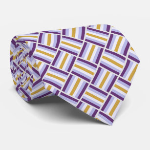 Corbata Patrón cuadrado - Púrpura y amarillo