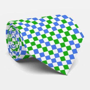 Corbata Patrón Cuadriculado Azul Verde y Blanco